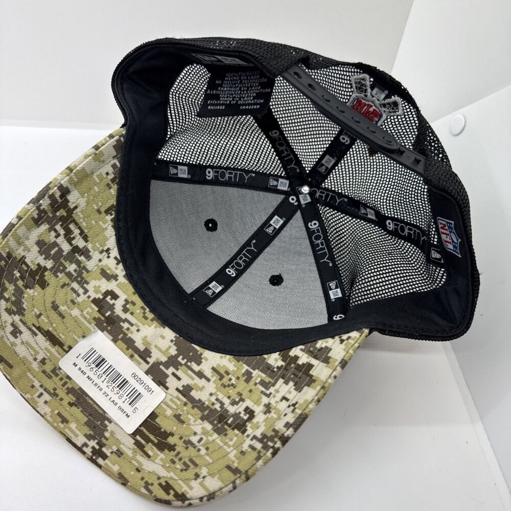 Las Vegas Raiders New Era Salute to Service 9Forty Camo Cap Trucker Hat Snapback - Picture 6 of 7